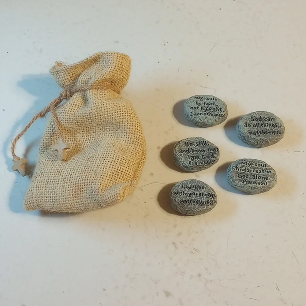 Burlap Sack of Stones, Christian Catholic Religious Bible Verses
